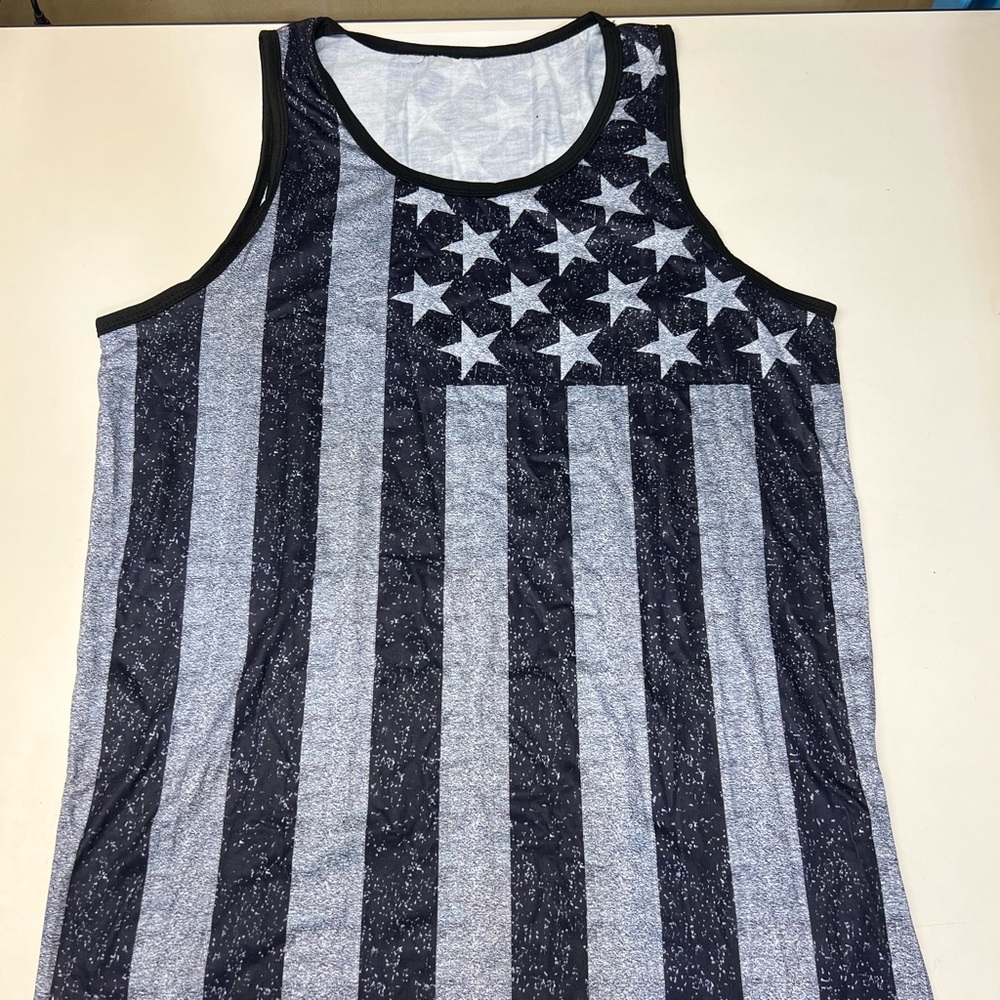 Black and Gray American Flag Tank Top